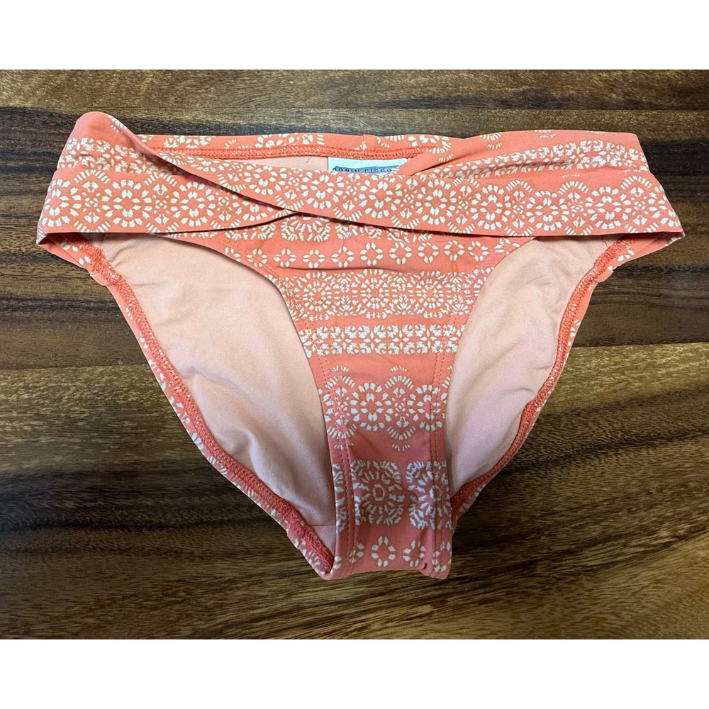 Robin Piccone Bikini Bottom Womens Small Terracotta Geometric Isla Twist 210266